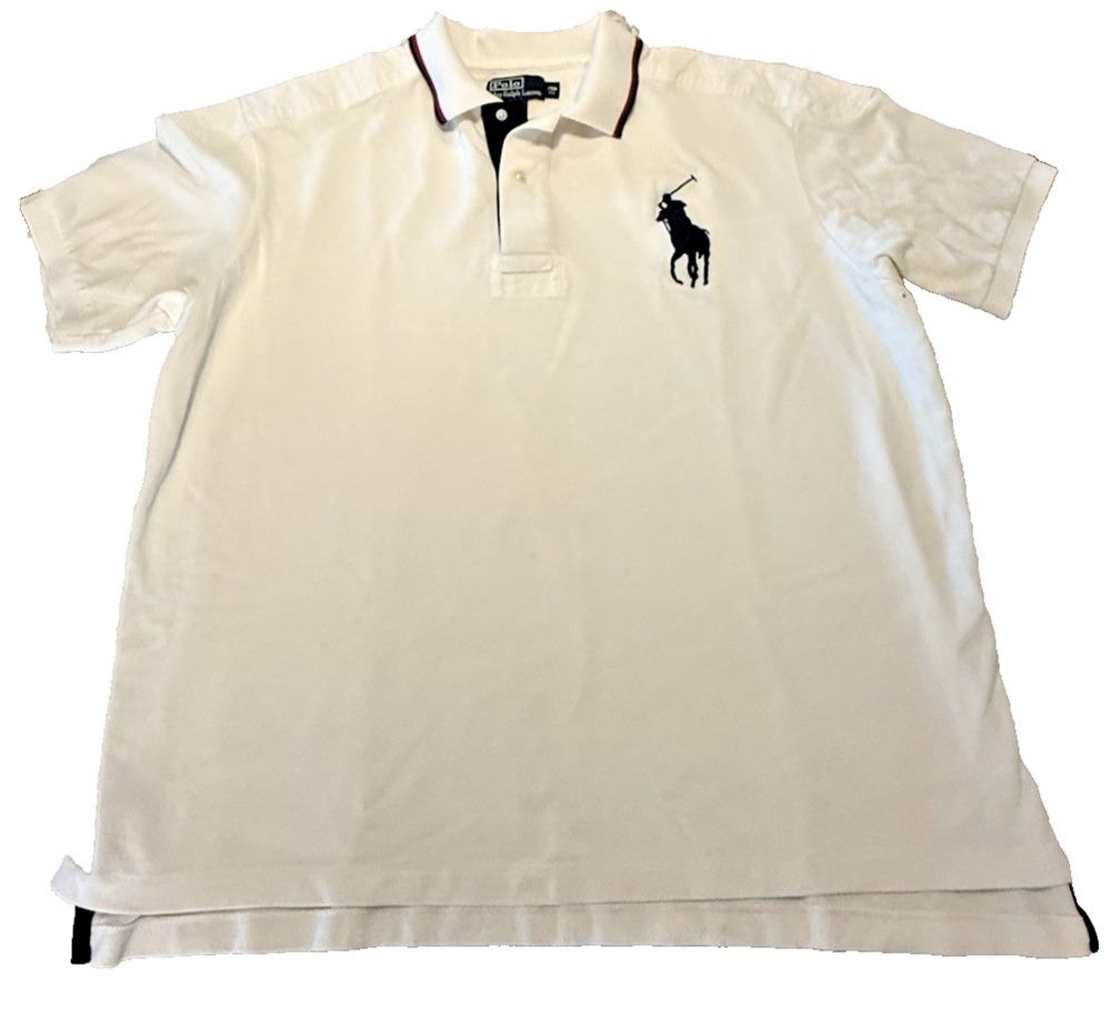Polo Ralph Lauren Shirt Mens 2XL White Big Pony Short Sleeve Classic Preppy Polo
